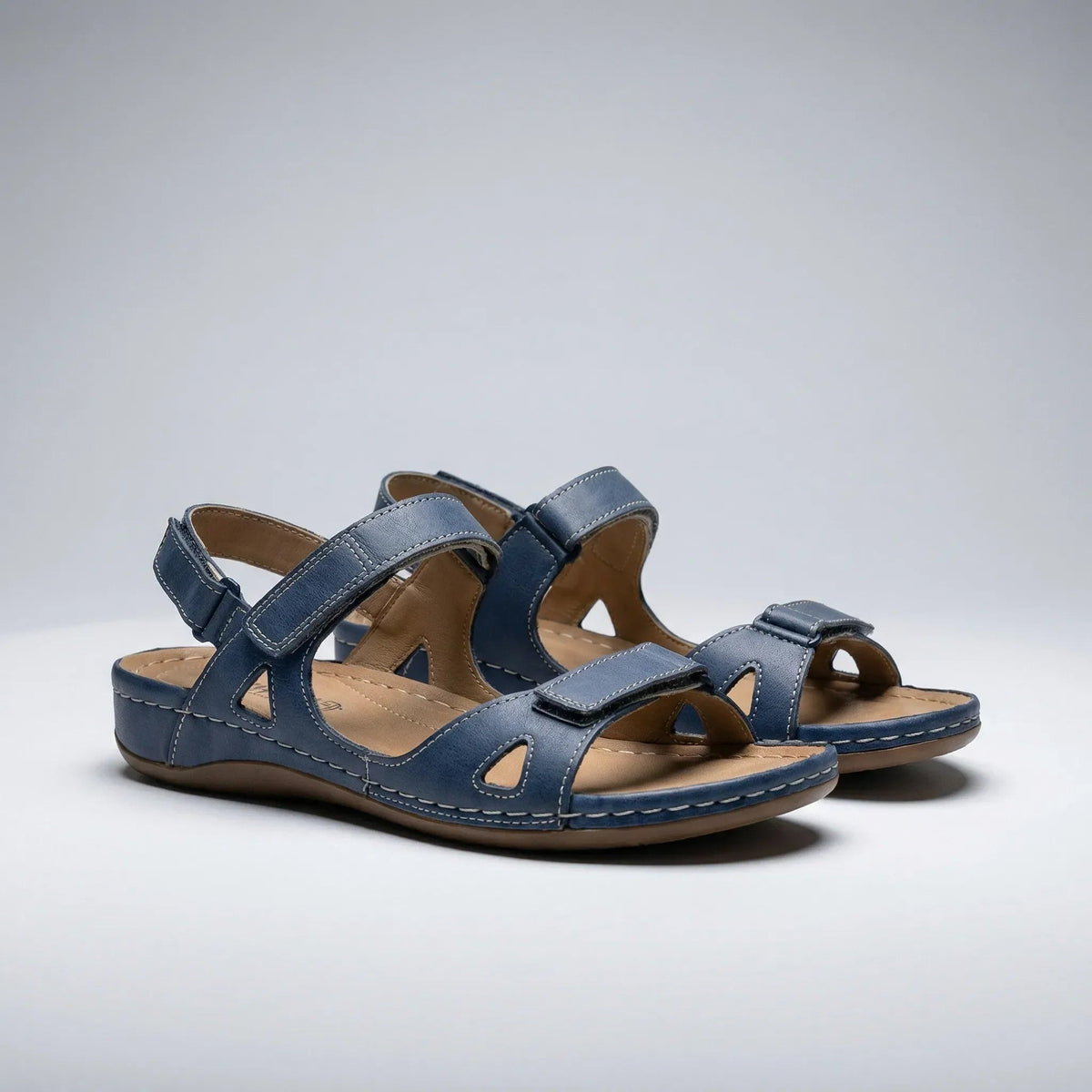 Orthopedic Walking Sandals with Adjustable Straps and Low Wedge Sole