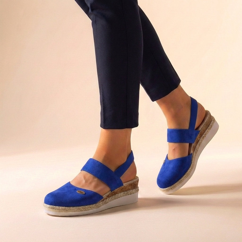 Women's Cushioned Espadrille Wedge Sandals with Slingback Strap
