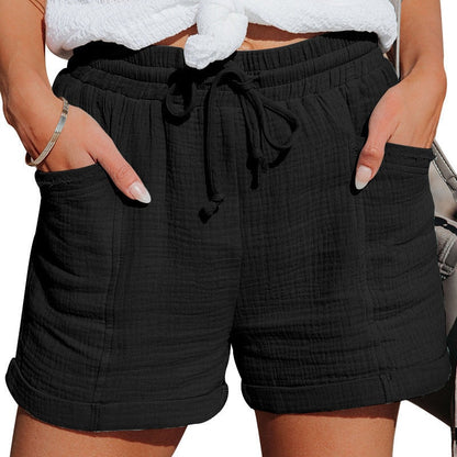 Susan Cotton Gauze Women's Tailored Shorts with Drawstring Waist
