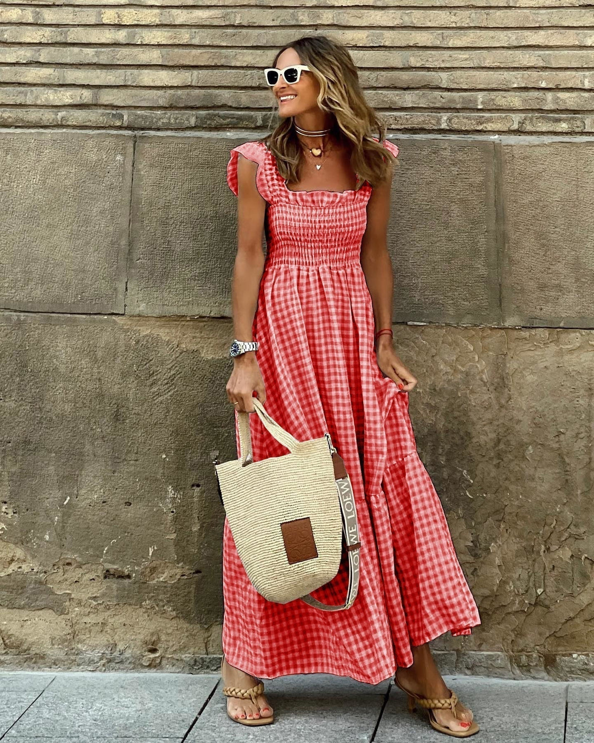 Francesca Flutter Sleeve Maxi Dress with Smocked Bodice