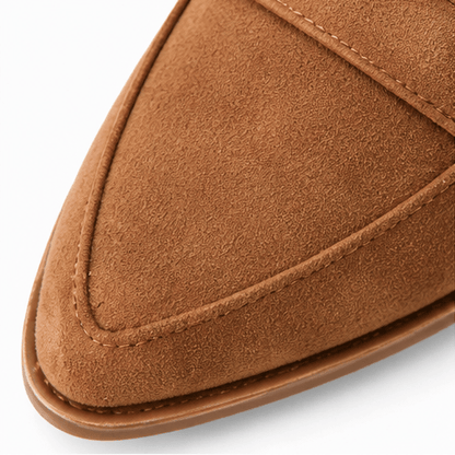 Women's Suede-Look Pointed-Toe Loafers with Cushioned Footbed