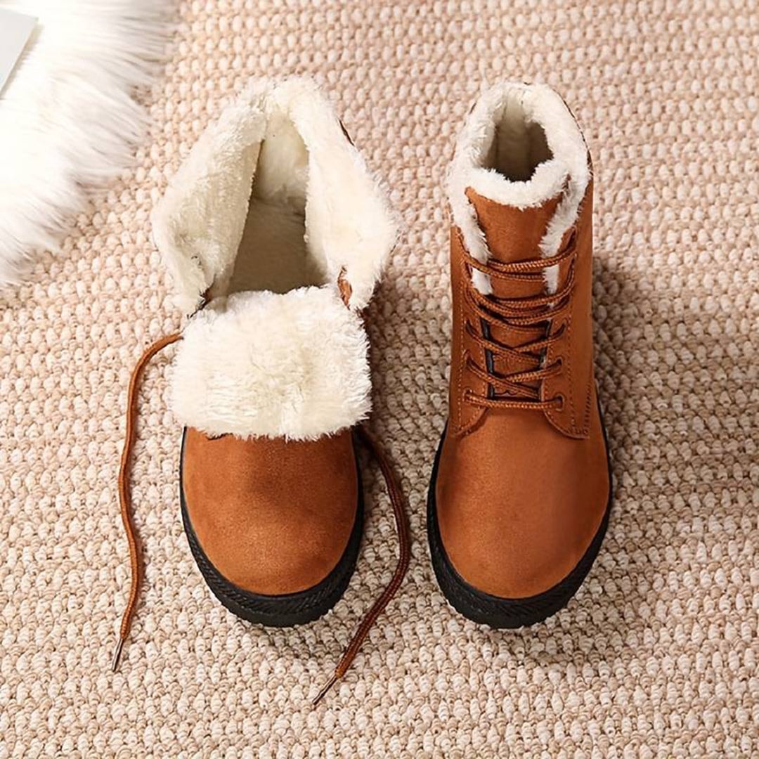 Fur Lined Lace-Up Winter Ankle Shoes with Warm Comfort Fit