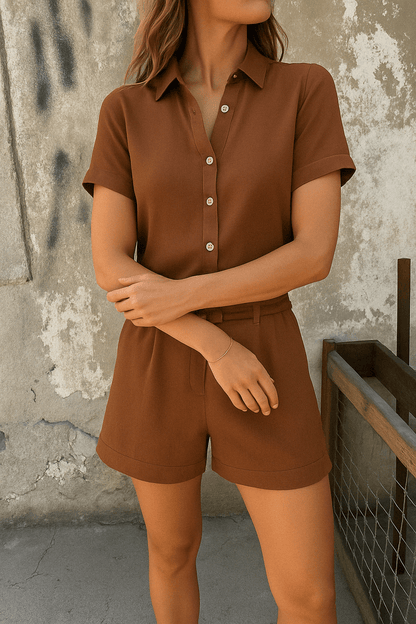 Jamie Relaxed-Fit Long Sleeve Blouse and Shorts Set