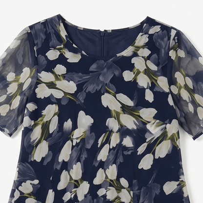 Florenza Floral Chiffon Midi Dress for Women with Flutter Sleeves