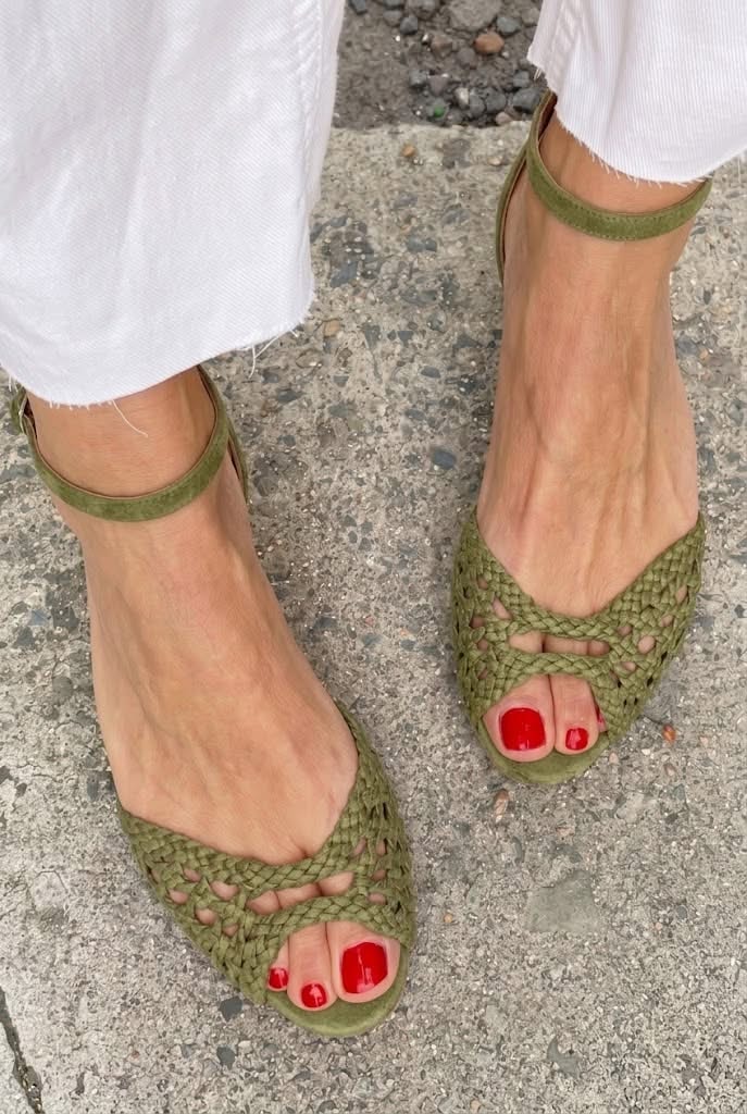 Isadora Woven Faux Leather Ankle-Strap Cushioned Sandals for Women