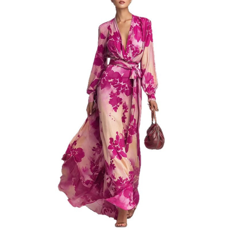 Aurora Sinclair Floral Chiffon Wrap Maxi Dress for Women