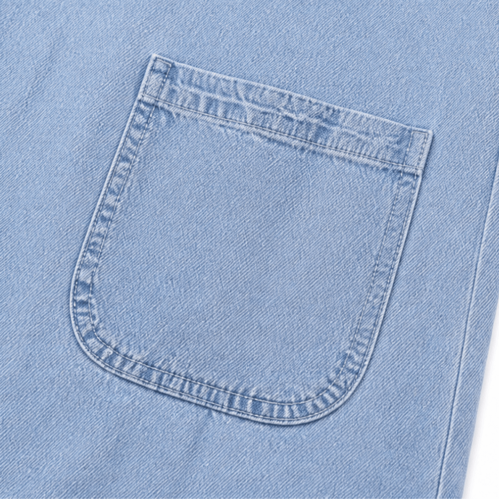 Women's Denim Shirt-Collar A-Line Midi Dress with Front Pockets