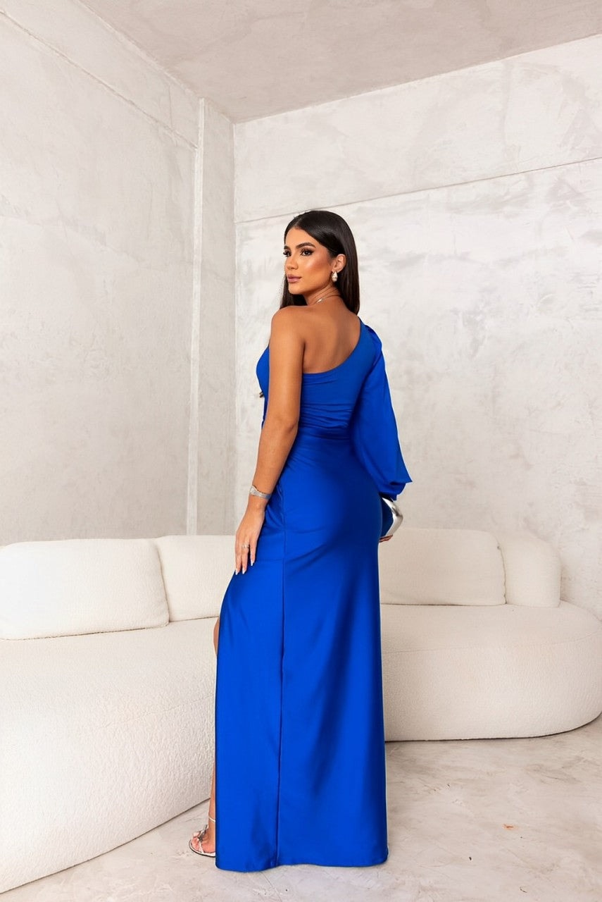 Valentina Moretti | One Shoulder Satin Cocktail Dresses with Side Split