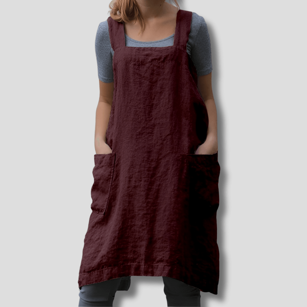 Cotton Linen Summer Pinafore Dress with Pockets for Women