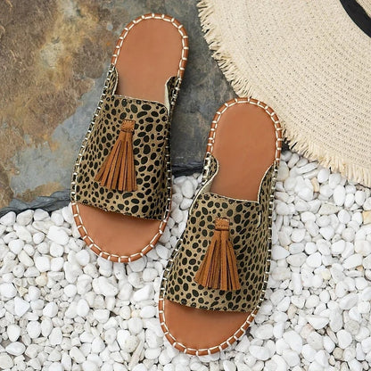 Naomi Kirkland Woven Cushioned Sandals with Boho Tassel Detail for Women