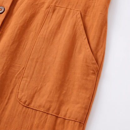 Women's Wide-Leg Cargo Utility Jumpsuit with Button-Front Top
