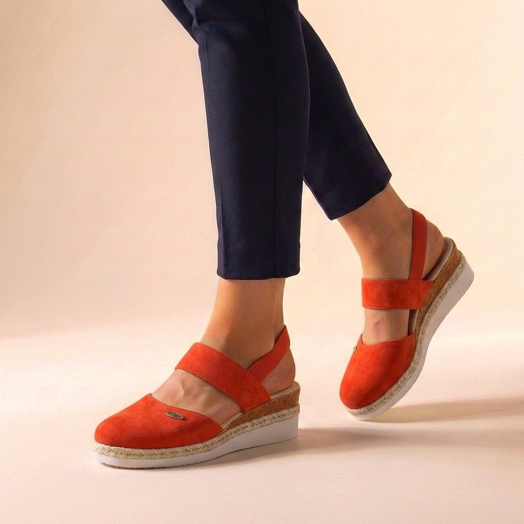 Women's Cushioned Espadrille Wedge Sandals with Slingback Strap