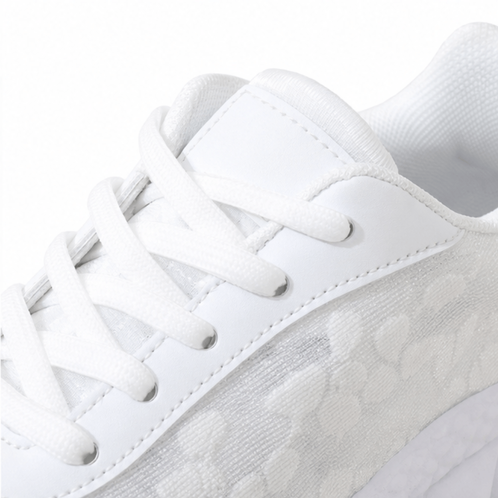 Star Mesh Lace-Up Platform Sneakers with Cushioned Sole for Women