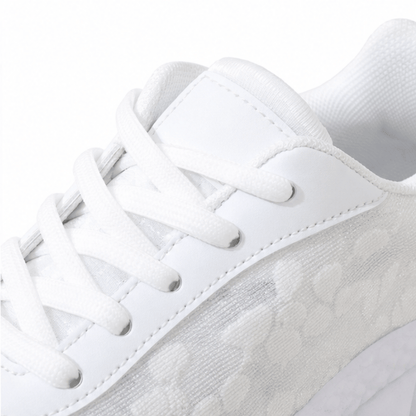 Star Mesh Lace-Up Platform Sneakers with Cushioned Sole for Women