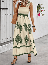 Hope Floral Smocked Square-Neck Sleeveless Women's Summer A-Line Maxi Dress