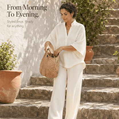 Vienelle Waffle-Knit Two-Piece Lounge Set with Wide-Leg Pants