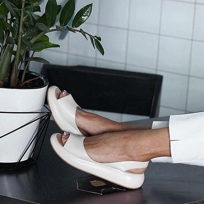 Women's Open-Toe Slingback Sandals with Cushioned Sole in Faux Leather