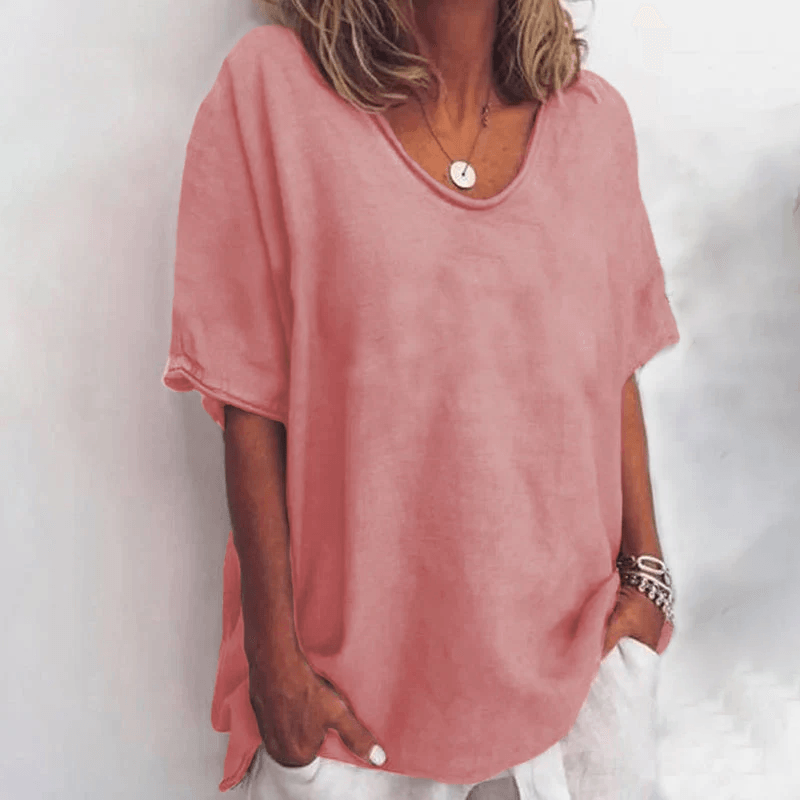 Lyra Women's Loose-Fit Short Sleeve Blouse Top