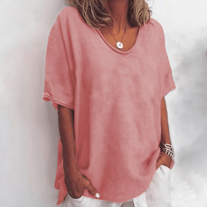 Lyra Women's Loose-Fit Short Sleeve Blouse Top