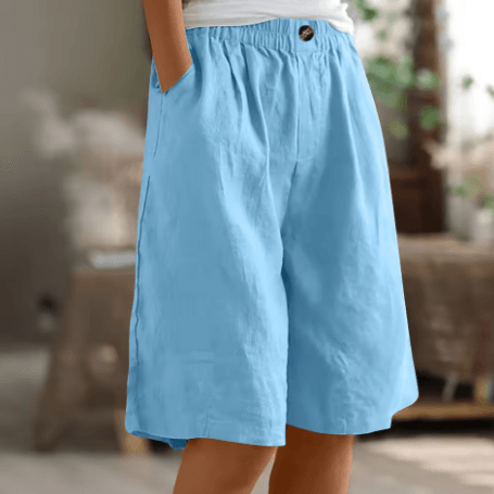 Renee Tailored Linen Shorts with Elasticated Pleated Waist