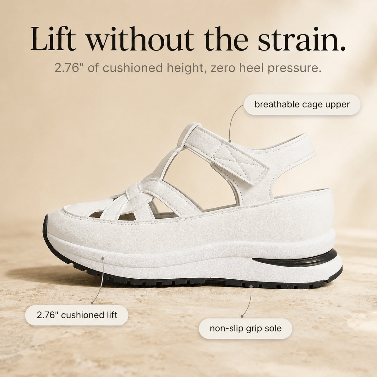 Women's Cushioned Platform Sandals with Adjustable Cage Strap