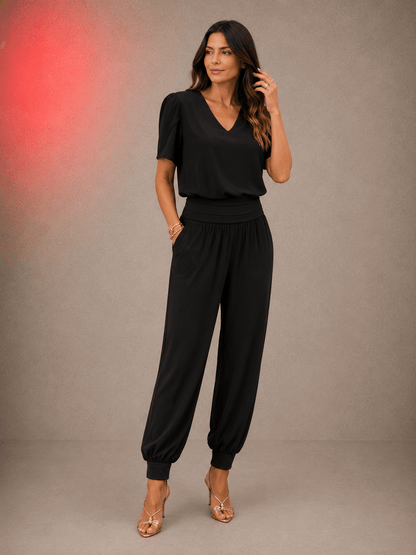 Daphne V-Neck Blouse and Tapered Pants Two-Piece Co-Ord Set for Women