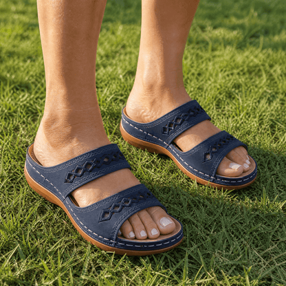 Women's Cushioned Wedge Sandals with Arch Support Footbed