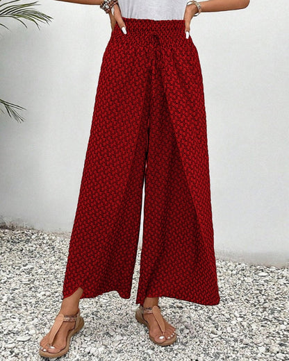 Vera Elastic-Waist Wide-Leg Linen Pants for Women