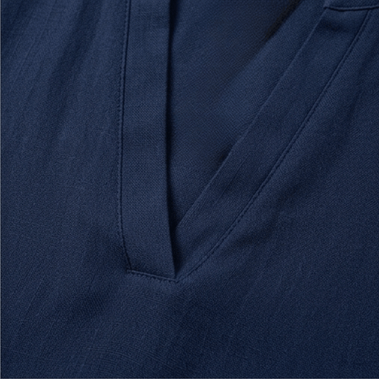 Women's Curved-Hem V-Neck Top with Short Sleeves