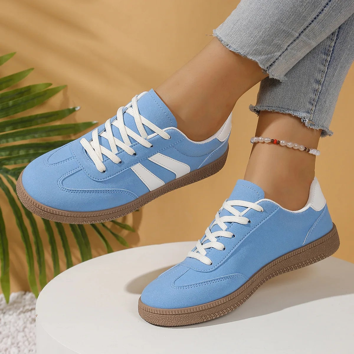 Pamela Panelled Lace-Up Women's Cushioned Sneakers with Arch Support