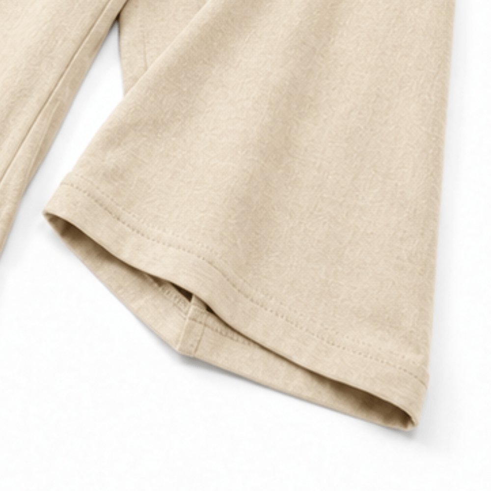 Draperly V-Neck Linen-Look Matching Set with Wide-Leg Pants