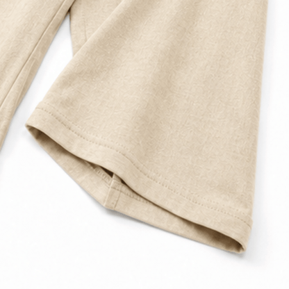 Draperly V-Neck Linen-Look Matching Set with Wide-Leg Pants