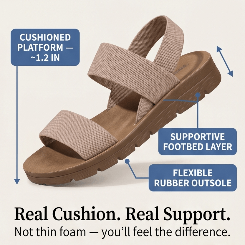 Women's Stretch-Strap Cushioned Sandals with Non-Slip Sole
