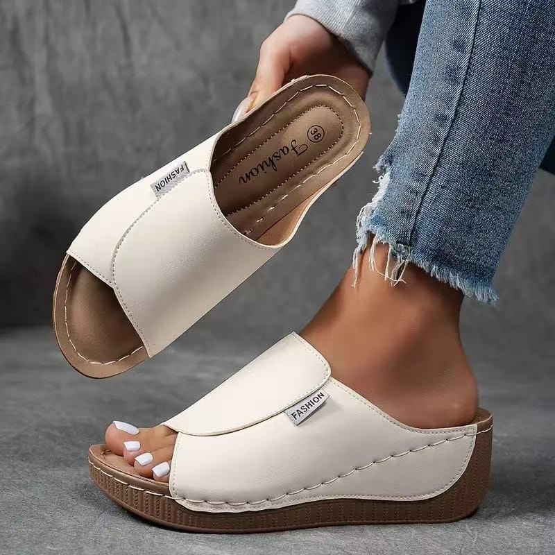 Ecka Arch-Support Platform Wedge Slide Sandals with Open Toe