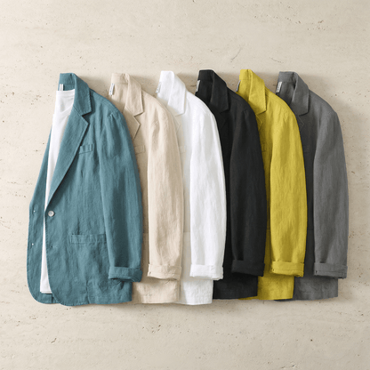 Men's Linen Blend Tailored Blazer Jacket