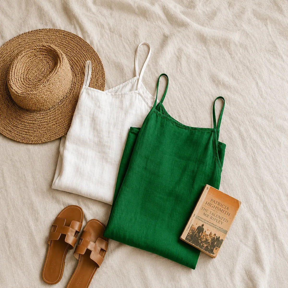 Marelle Linen-Look Summer Maxi Slip Dress with Adjustable Straps