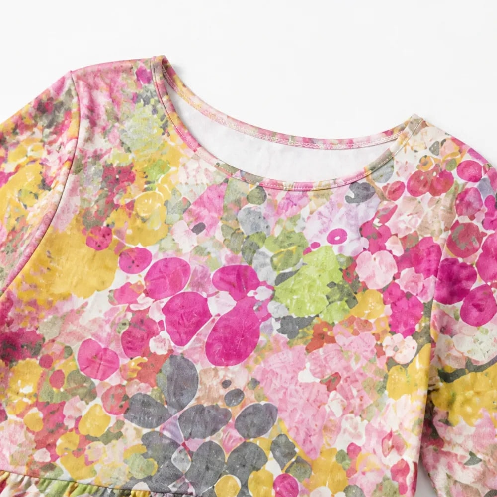 Marivella Floral Loose Midi Dress with Hidden Side Pockets