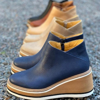 Madeline Rossi Platform Ankle Boots with Side Zip for Women