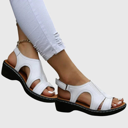 Celeste Comfortable Slingback Wedge Sandals with Cut-Out Detail and Adjustable Strap