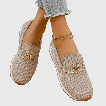 Lili Women's Slip-On Textile Sneakers with Cushioned Sole and Bit-Buckle Detail