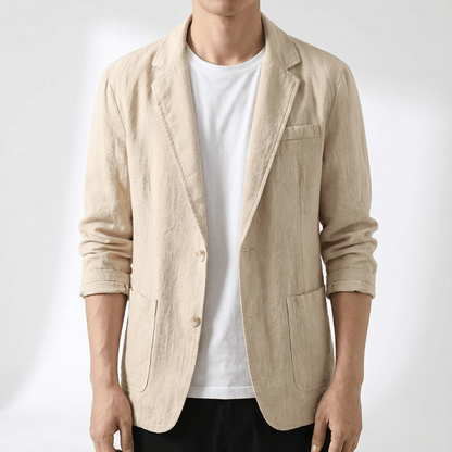Men's Linen Blend Tailored Blazer Jacket