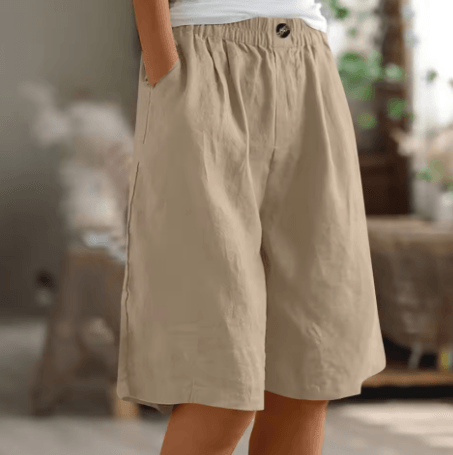Renee Tailored Linen Shorts with Elasticated Pleated Waist