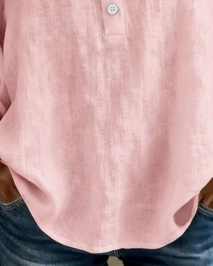 Women's Cotton Linen Long Sleeve Blouse with Square Neckline and Lace Trim