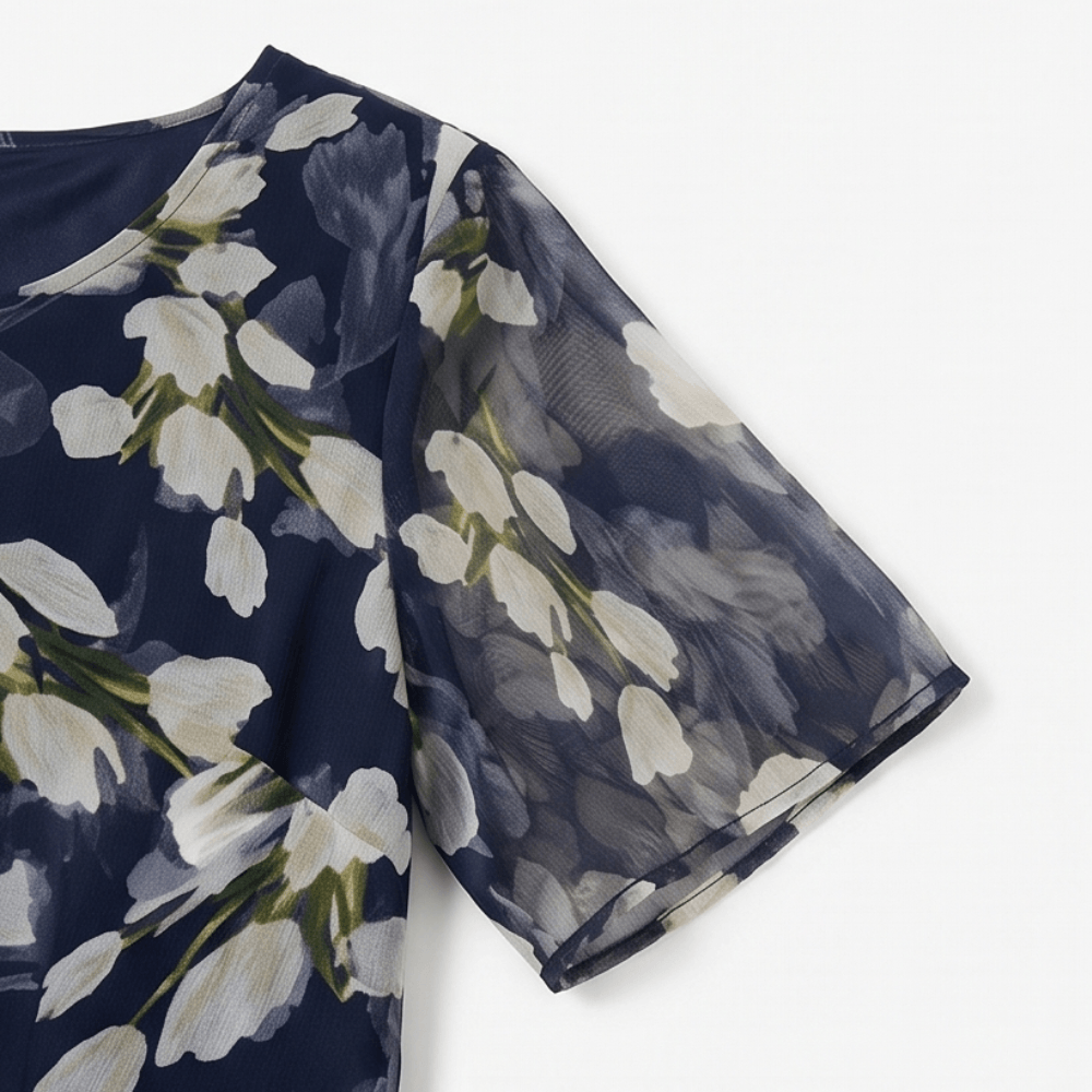 Florenza Floral Chiffon Midi Dress for Women with Flutter Sleeves