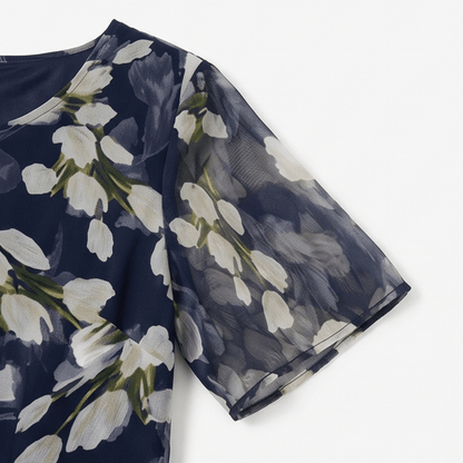 Florenza Floral Chiffon Midi Dress for Women with Flutter Sleeves