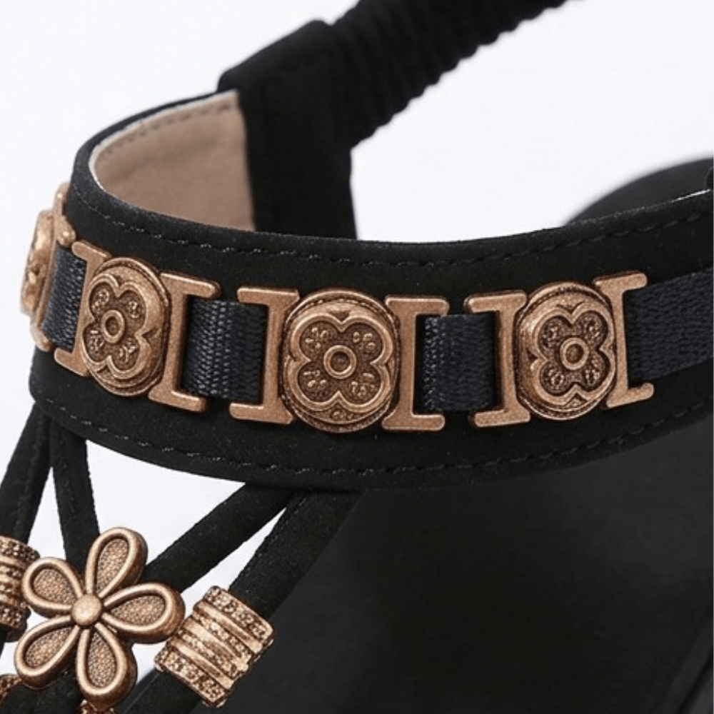 Boho Beaded Flat Sandals with Cushioned Footbed for Women