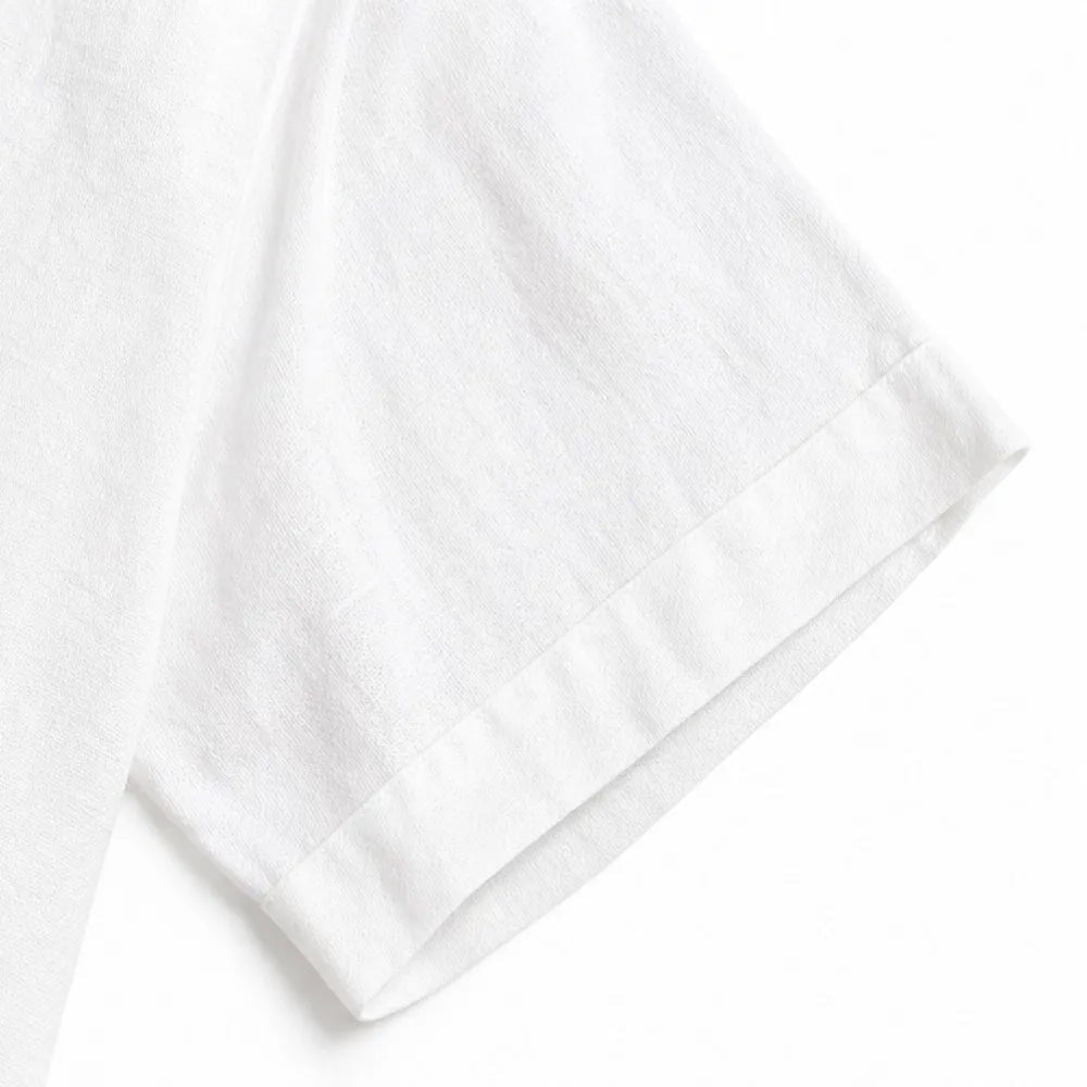 Soléne Oversized V-Neck Linen-Look Summer Dress with Half Sleeves and Button Placket