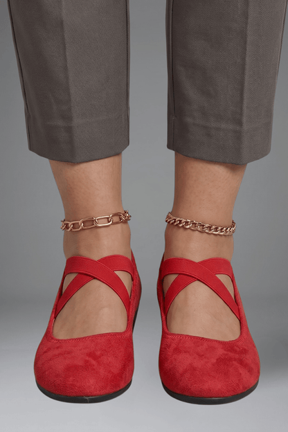 Women's Cushioned Wedge Flats with Crisscross Elastic Straps