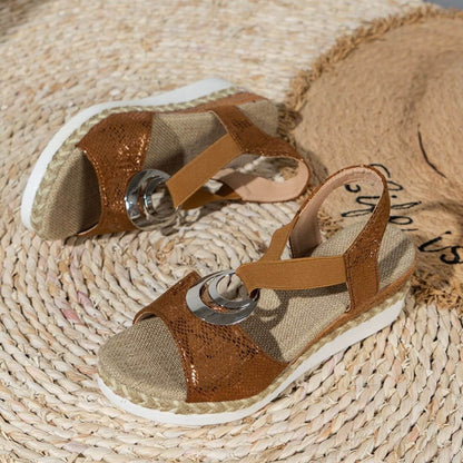 Karen Espadrille Platform Wedge Sandals for Women with Cushioned Footbed