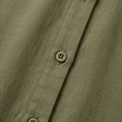 Halvine Button-Through Maxi Shirt Dress with Long Sleeves and Side Pockets